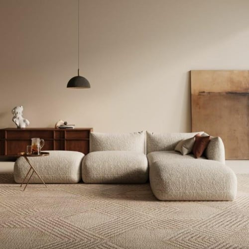 كنب زاوية بوكليه مارسيليا - بيج فاتح