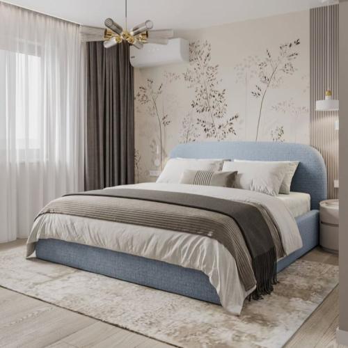 سرير فاخر بلون ازرق رائع و تصميم عصري و راقي