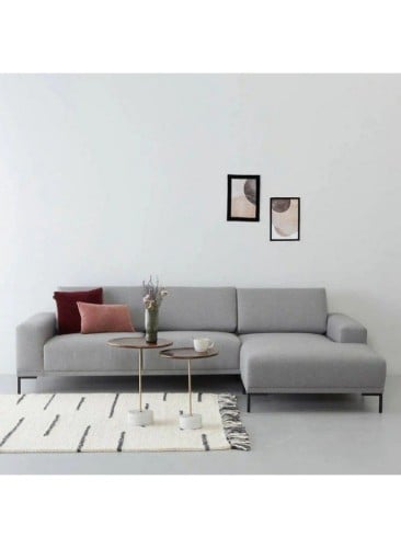 كنب زاوية حرف L بلون رمادي فاخر