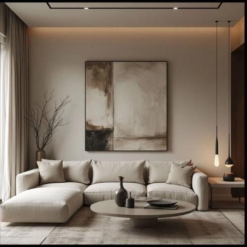 كنب زاوية حرف L بتصميم ذكي و أنيق- لون بيج