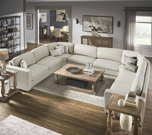 كنب زاوية حرف U مودرن - لون بيج أنيق