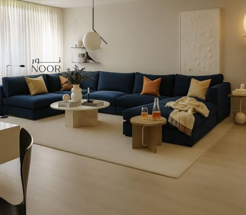 كنب زاوية أورينا بتصميم راقي – لون أوف وايت