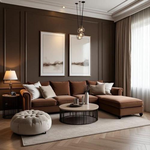 كنب زاوية حرف L ويلز بتصميم أنيق - لون بني