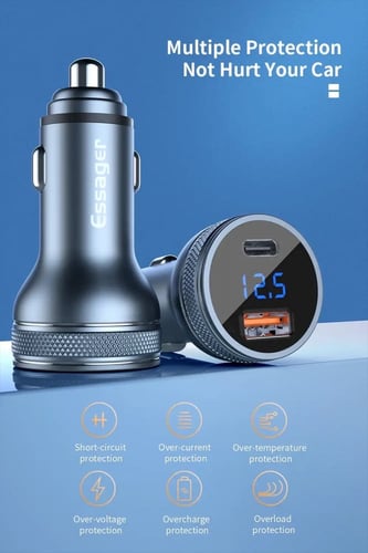 شاحن جوال سياره من Essager مع قارء البطارية