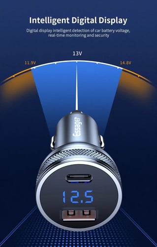 شاحن جوال سياره من Essager مع قارء البطارية