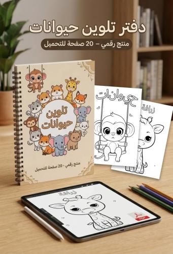 كراسة تلوين الحيوانات للأطفال 20 صفحة الإصدار الشا...
