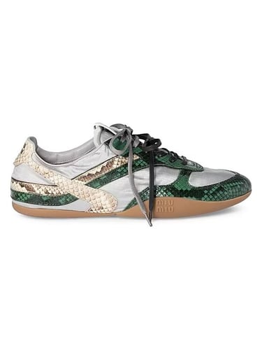 Miu Miu Gymnasium technical fabric and python-prin...