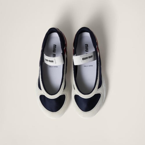 Miu Miu Gymnasium technical fabric and suede balle...