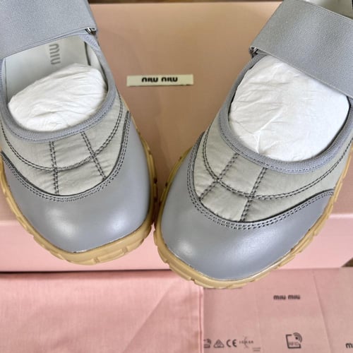 Miu Miu Tyre technical fabric and suede ballerinas