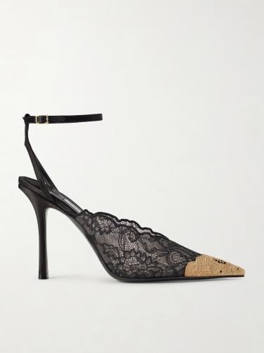 JIMMY CHOO Faiz 100 embellished satin-trimmed lace...