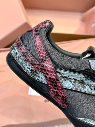 Miu Miu Gymnasium technical fabric and python-prin...