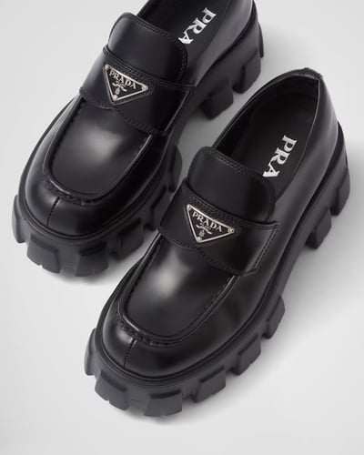 Prada Brushed leather Monolith loafers