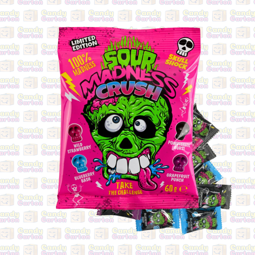 ساور مادنس كراش حلوي شكل جماجم ملونة 60 جرام مستور...