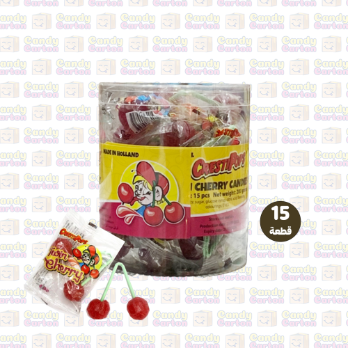 كريست توين شيري لوليز حلوي كرز 15 قطعة crestipops