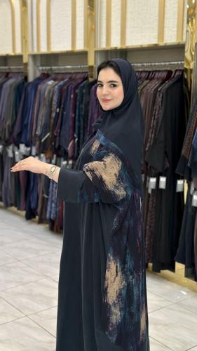 عباية سديم | عباية حرير تركي فخمة بقصة نص فراش وطرحة