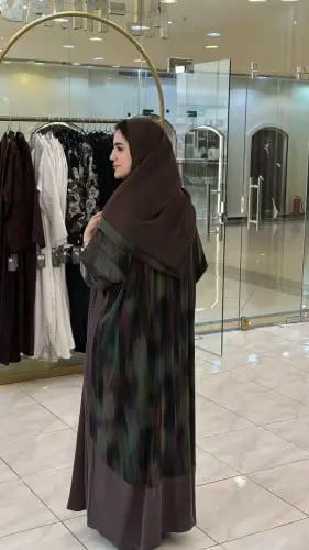 عباية سيلين | عباية حرير تركي وحرير مغسول بطرحة