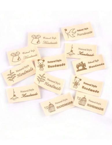 تاق ليبل قماش هاند ميد مع رسومات (10 حبات)