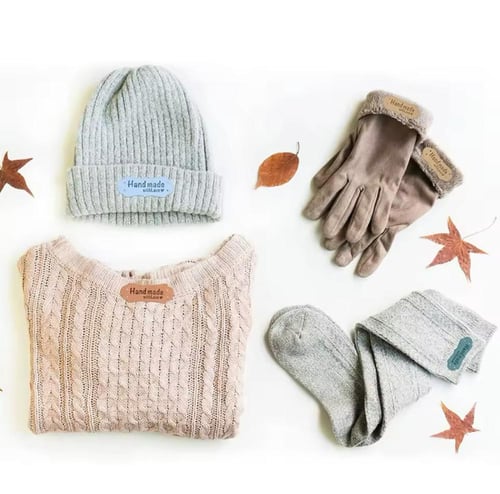 تاق ليبل جلد صنع بحب ( 5 حبات)