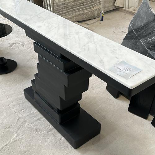 كونسول خشب بسطح رخام طبيعي