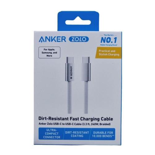 كيبل 1متر C-C 240W قماش ابيض من ANKER