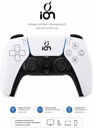 Sony 5 controller, white, by ion io-gm09