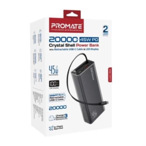 PROMATE Lucid-45W 20,000W Portable Charger, Black
