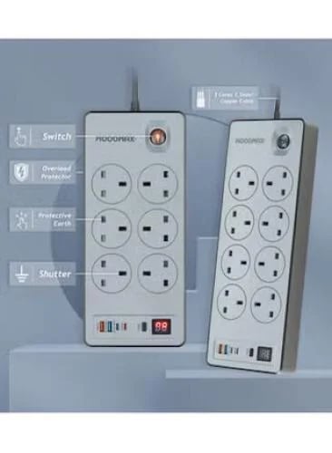 MOOGMAX 8-outlet 3-meter power strip