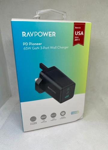 فيش منزلي 1USB / 2PD 65W اسود من RAVPOWER