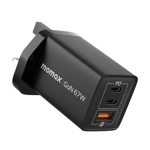 فيش منزلي 2pd 1usb بقوت 67w من شركة momax اللون اس...