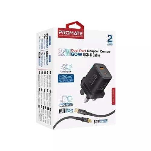 فيش منزلي 25w مع كيبل c-c 60w من بروميت powerport-...