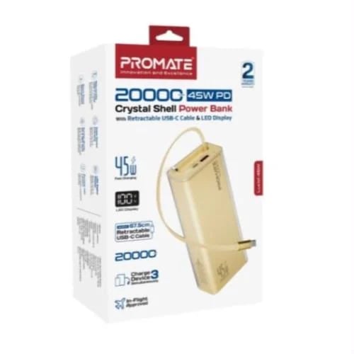 PROMATE Lucid-45W 20,000W Portable Charger, Gold