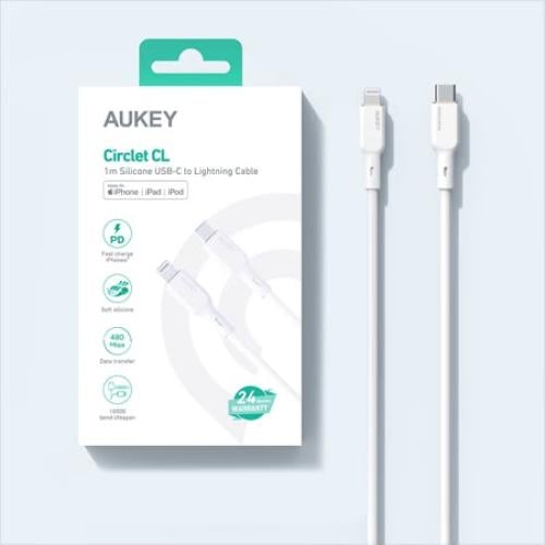 AUKEY cb-ncl1 1m PD white fabric cable