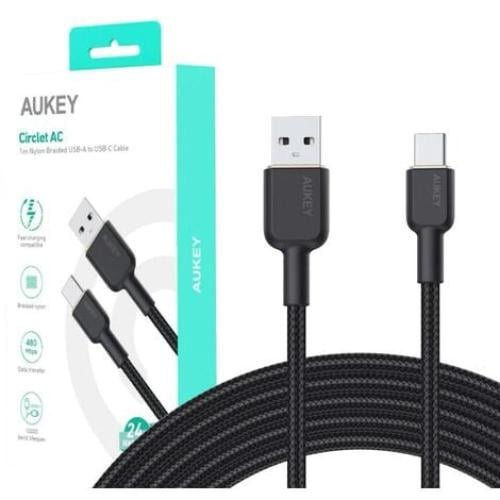 كيبل 1متر USB-C قماش اسود من AUKEY