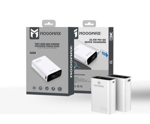 شاحن متنقل بقوة 20الف 22.5W ابيض من شركة MOOGMAX
