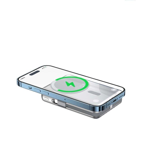 شاحن متنقل لاسلكي 20الف مزود بكيبلين مدمجين تايب س...