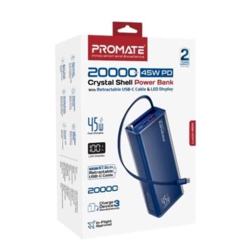 PROMATE lucid-45w 20,000W Portable Charger, Blue
