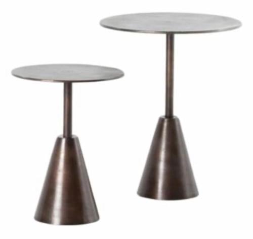 طاولة هندي جانبية دائرية هيكل فضي معدن قاعدة مخروط...