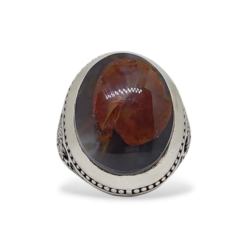 خاتم عقيق كبدي مزعفر