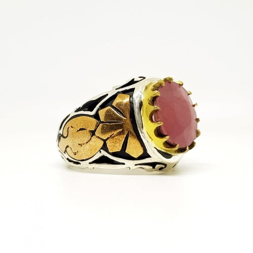 خاتم ياقوت طبيعي صياغة يدوية