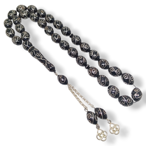 سبحة يسر طبيعي مع فضة