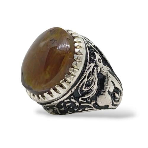 خاتم عقيق كبدي مزعفر