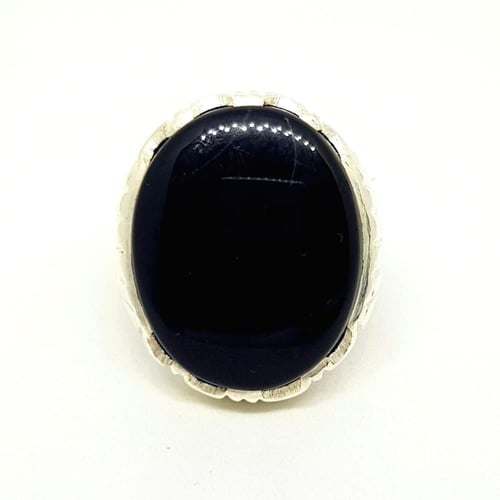 خاتم عقيق اسود صياغة يدوية