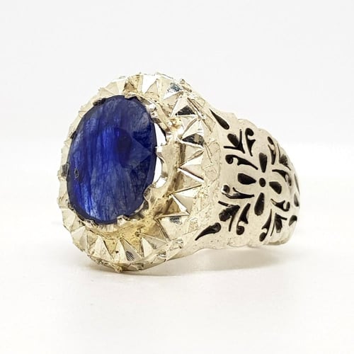 خاتم زفير أزرق طبيعي بشهادة