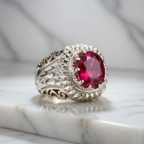 خاتم ياقوت طبيعي صياغة (عباسيH)