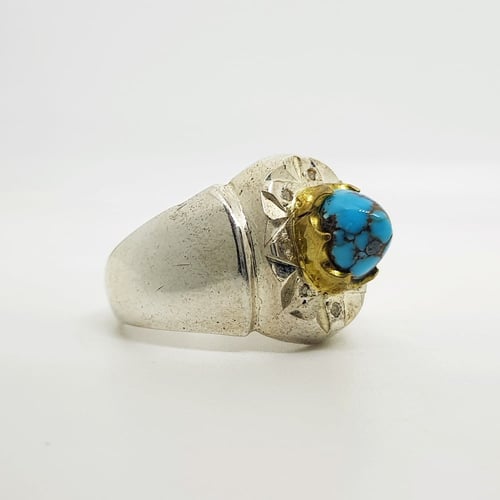 خاتم فيروز مرصع بالالماس بشهادة