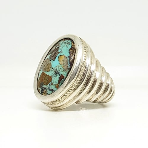 خاتم فيروز طبيعي صياغة يدوية