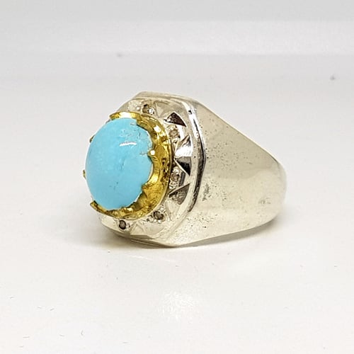 خاتم فيروز مرصع بالالماس بشهادة