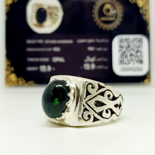 خاتم اوبال طبيعي بشهادة (تيموري)