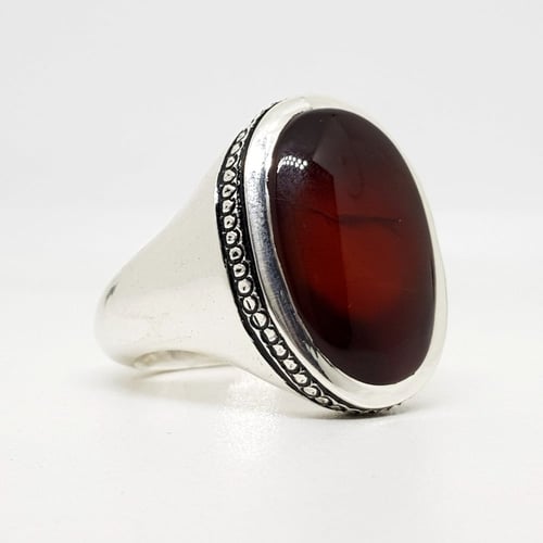 خاتم عقيق يماني كرزي طبيعي