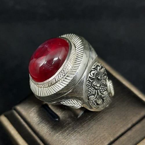 خاتم ياقوت نجمي صياغة (عباسيان)